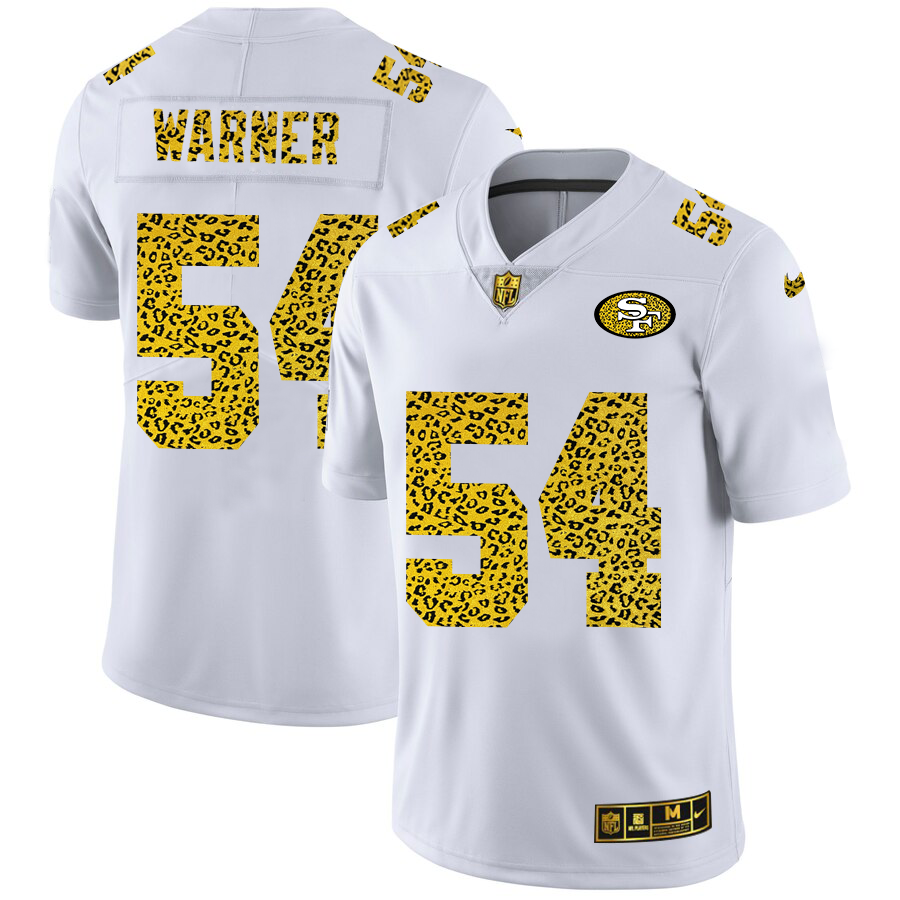 San Francisco 49ers #54 Fred Warner Men Nike Flocked Leopard Print Vapor Limited NFL Jersey White